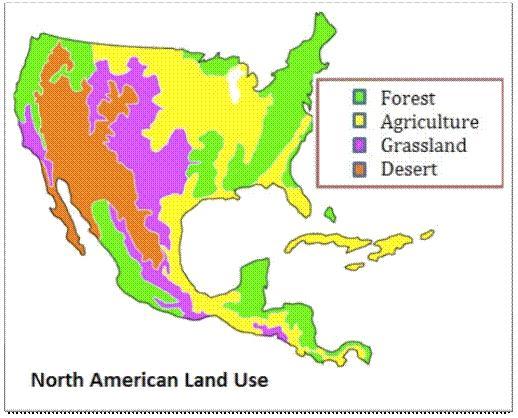 GIVING BRANLIEST. The map shows the area in North America devoted to ...